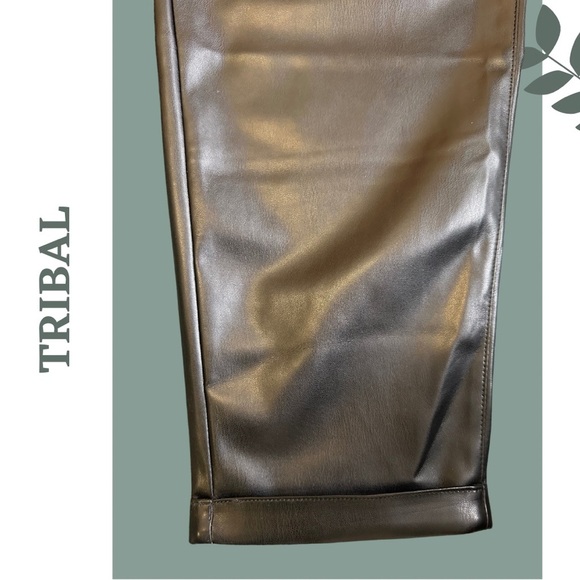 Tribal Vegan Leather Joggers Black Elastic Waist Size Extra Large - Picture 8 of 9